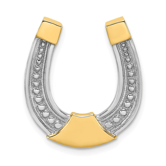 Million Charms 14K Yellow Gold Themed With Rhodium-Plated Horseshoe Charm