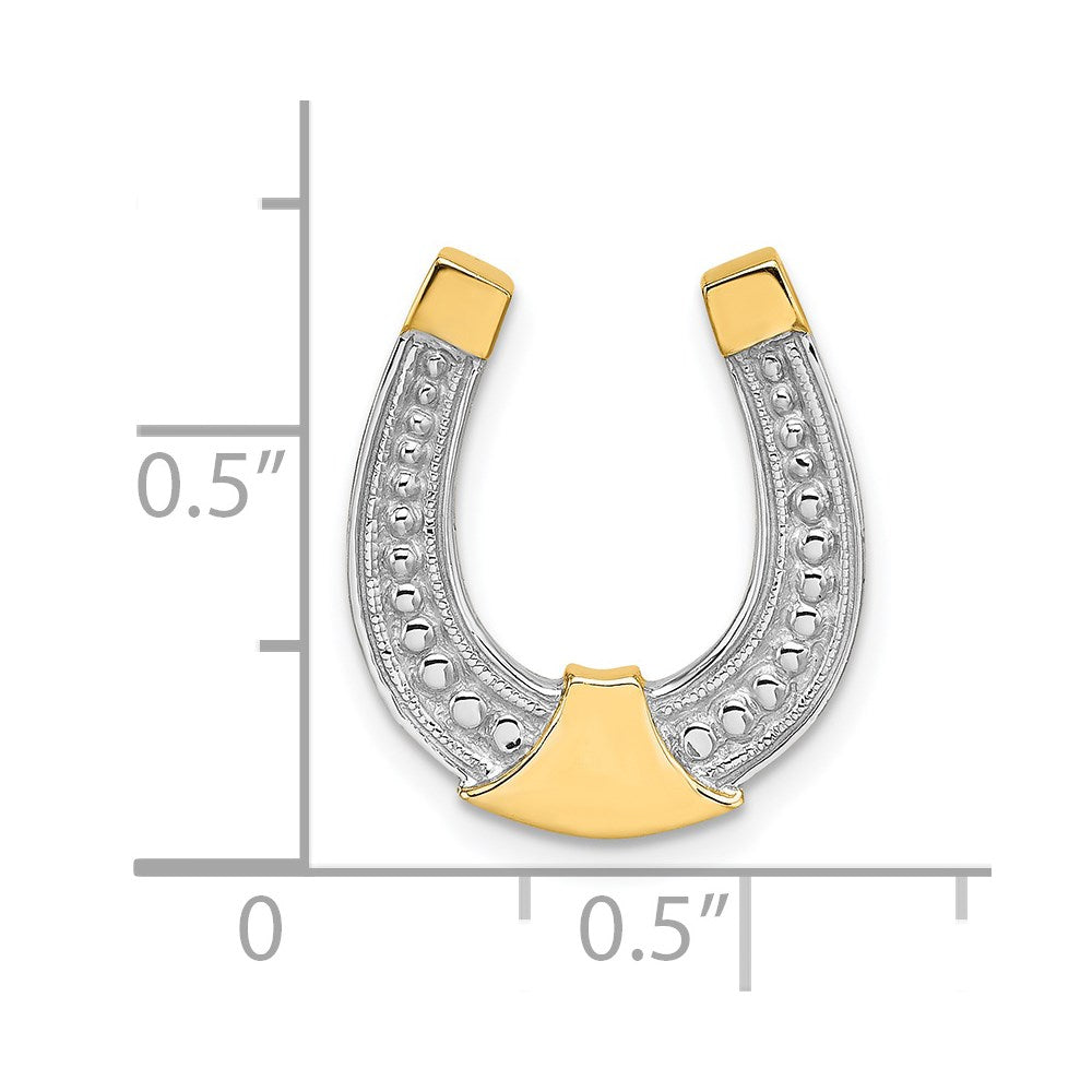 Million Charms 14K Yellow Gold Themed With Rhodium-Plated Horseshoe Charm