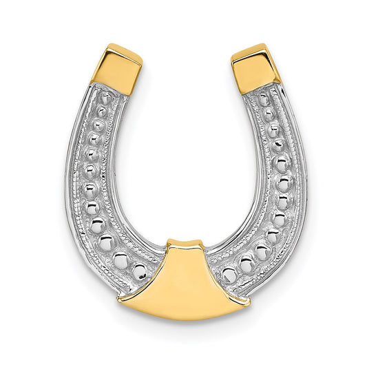 Million Charms 14K Yellow Gold Themed With Rhodium-Plated Horseshoe Charm
