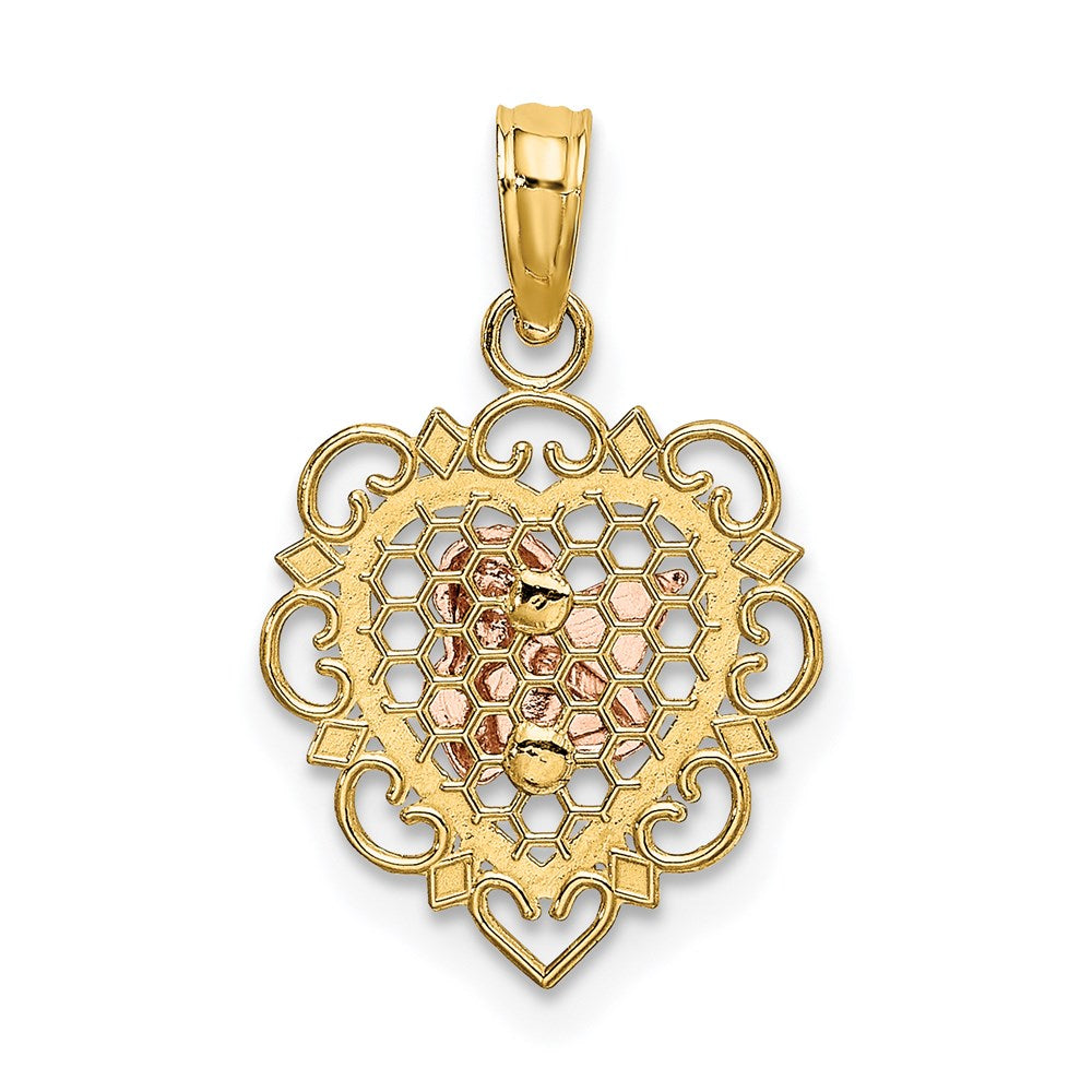Million Charms 14K Tri-Color Small Angel In Heart Charm