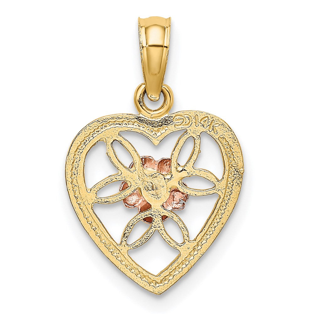 Million Charms 14K Two-Tone Heart With Flower Inside Charm