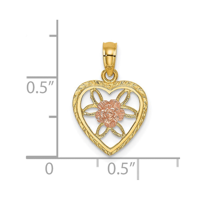 Million Charms 14K Two-Tone Heart With Flower Inside Charm