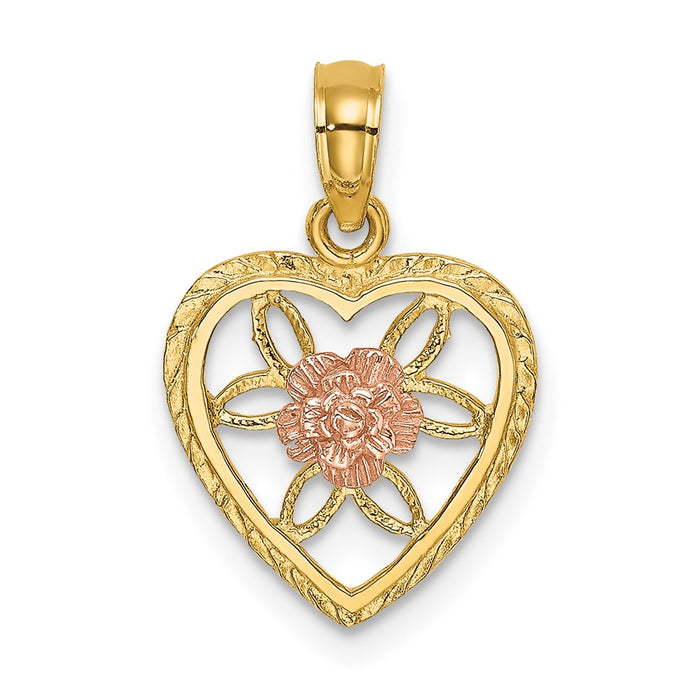 Million Charms 14K Two-Tone Heart With Flower Inside Charm