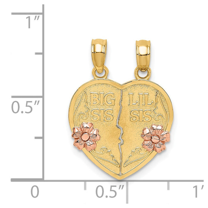 Million Charms 14K Two-Tone Big Sis-Lil Breakable Heart Charm