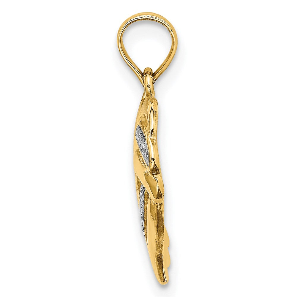 Million Charms 14K Yellow Gold Themed With Rhodium-Plated & 2-D Heart With Beaded Center Charm