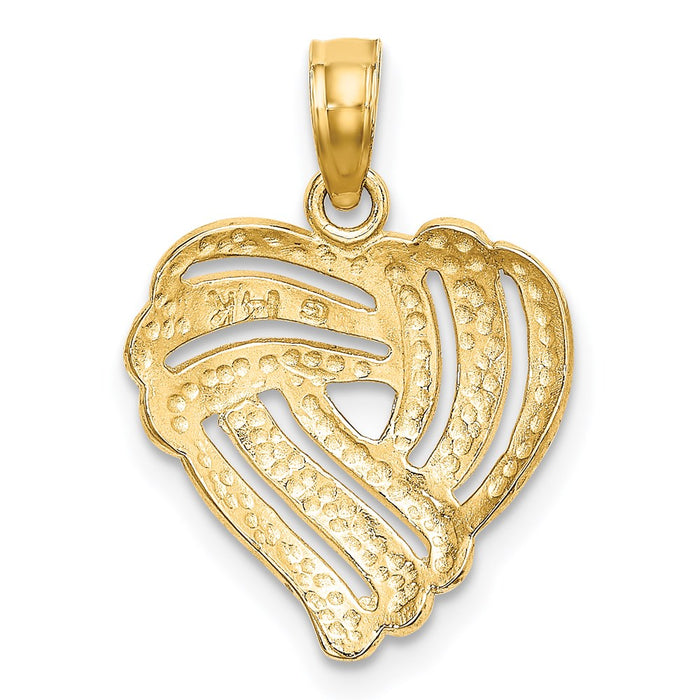 Million Charms 14K Yellow Gold Themed With Rhodium-Plated & 2-D Heart With Beaded Center Charm