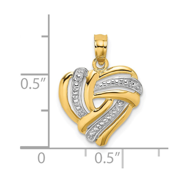 Million Charms 14K Yellow Gold Themed With Rhodium-Plated & 2-D Heart With Beaded Center Charm