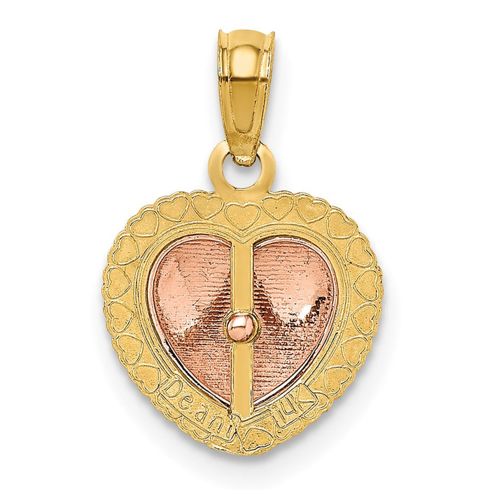 Million Charms 14K Yellow & Rose Gold Themed With Polished Heart Beaded Charm