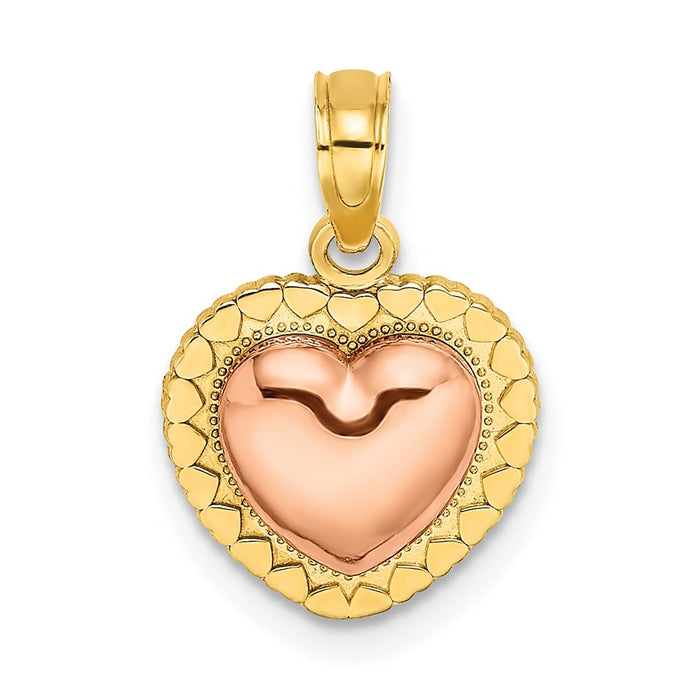 Million Charms 14K Yellow & Rose Gold Themed With Polished Heart Beaded Charm