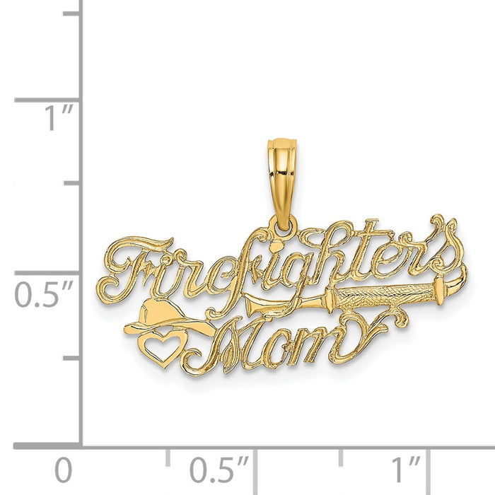 Million Charms 14K Yellow Gold Themed Firefighter'S Mom Charm