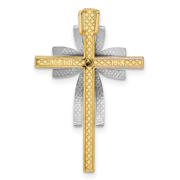 Million Charms 14K Two-Tone & 2-D Polished & Texutred Relgious Cross Charm