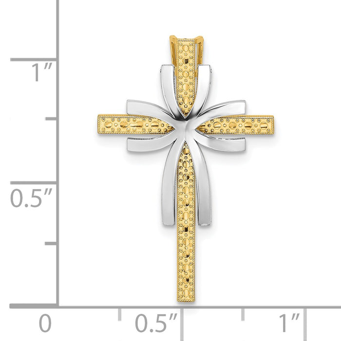 Million Charms 14K Two-Tone & 2-D Polished & Texutred Relgious Cross Charm