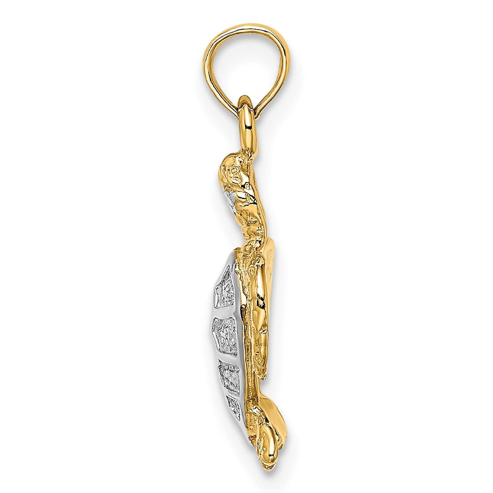 Million Charms 14K Yellow Gold Themed With Rhodium-Plated & 2-D Swimming Sea Turtle Charm