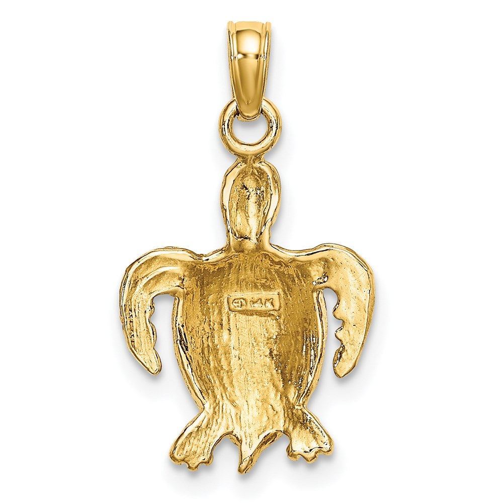 Million Charms 14K Yellow Gold Themed With Rhodium-Plated & 2-D Swimming Sea Turtle Charm