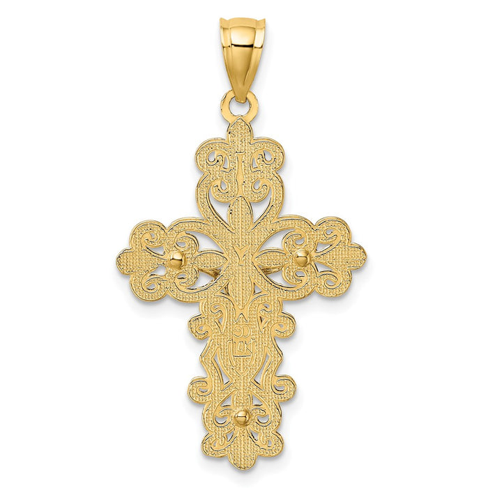 Million Charms 14K With Rhodium-Plated Filigree Relgious Crucifix Charm