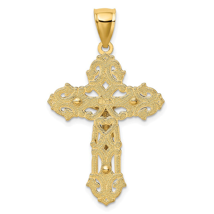 Million Charms 14K With Rhodium-Plated Relgious Crucifix With Scrolled Tips Charm