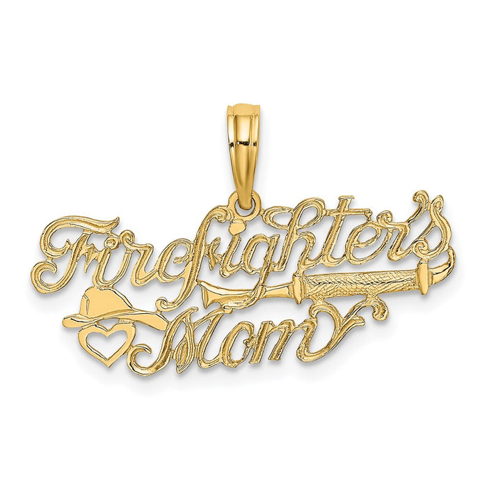 Million Charms 14K Yellow Gold Themed Firefighter'S Mom Charm