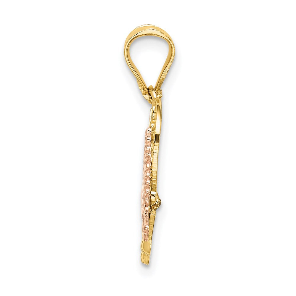 Million Charms 14K Yellow & Rose Gold Themed With Rhodium-plated Madre In Heart With Doves Charm