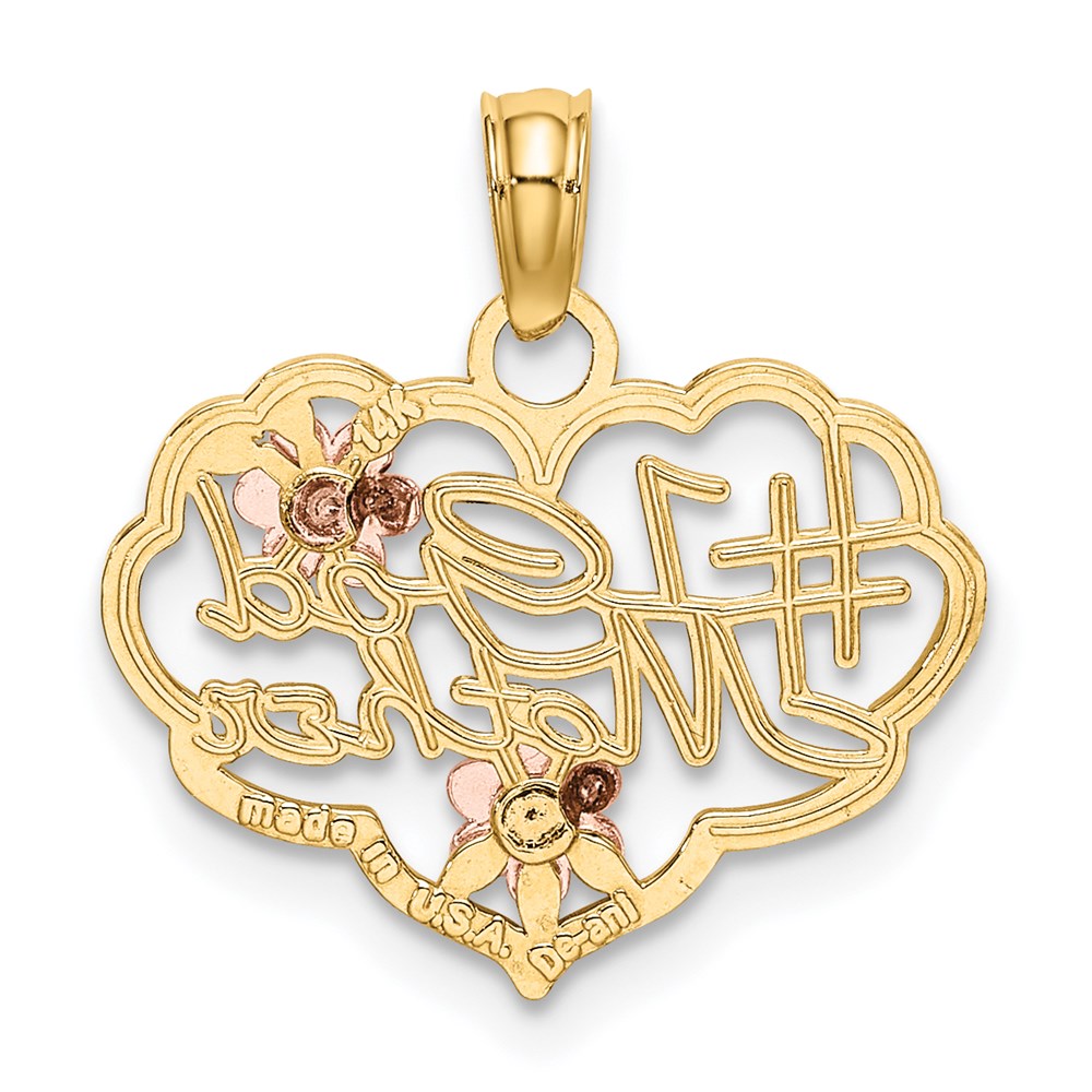 Million Charms 14K Two-Tone & Diamond-Cut #1 God Mother In Heart Charm