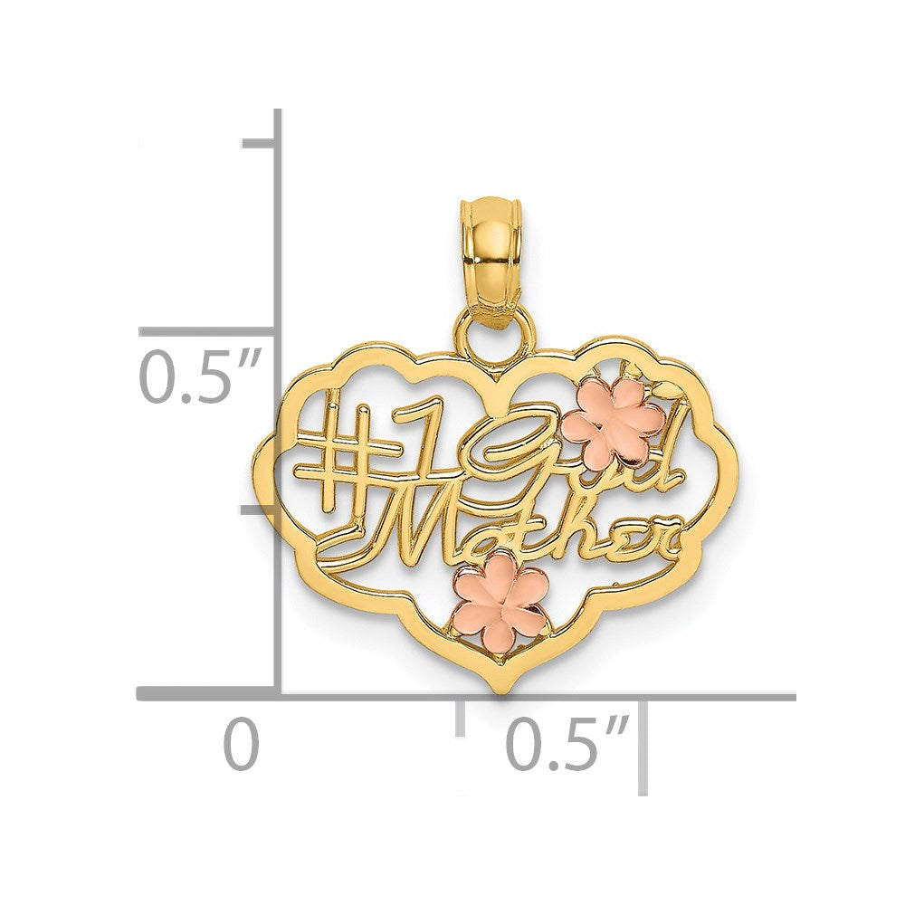 Million Charms 14K Two-Tone & Diamond-Cut #1 God Mother In Heart Charm