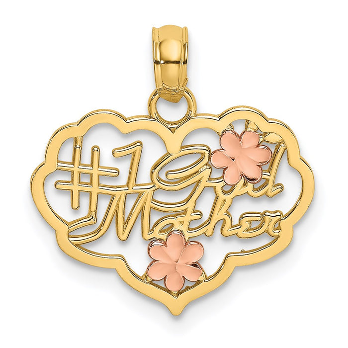 Million Charms 14K Two-Tone & Diamond-Cut #1 God Mother In Heart Charm