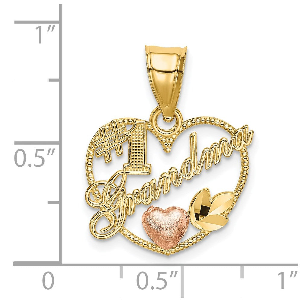 Million Charms 14K Two-Tone #1 Grandma In Heart Frame Charm