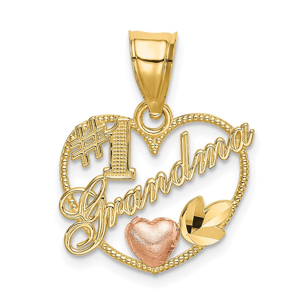 Million Charms 14K Two-Tone #1 Grandma In Heart Frame Charm