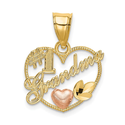 Million Charms 14K Two-Tone #1 Grandma In Heart Frame Charm