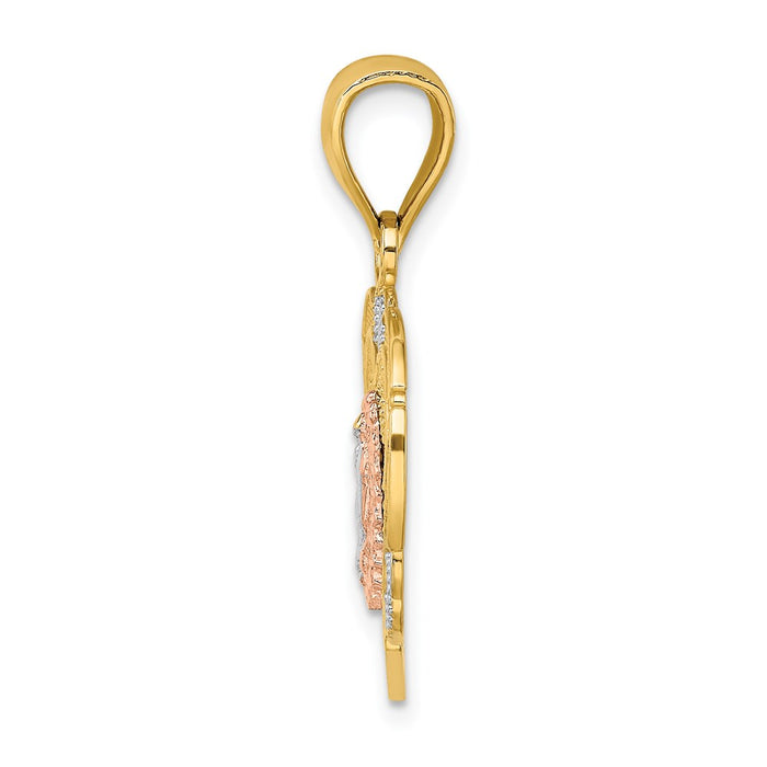 Million Charms 14K Rose & Yellow Gold Themed With Rhodium-Plated Guadalupe In Heart Charm