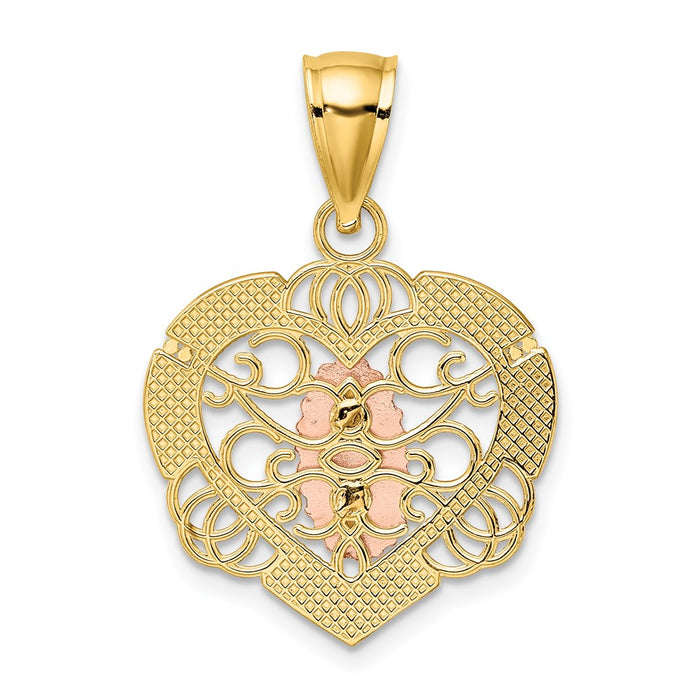 Million Charms 14K Rose & Yellow Gold Themed With Rhodium-Plated Guadalupe In Heart Charm