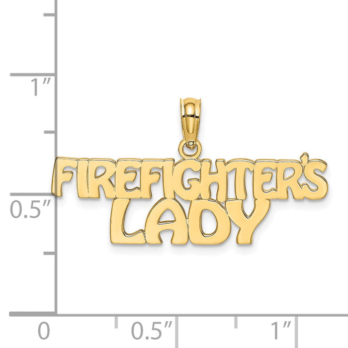 Million Charms 14K Yellow Gold Themed Firefighter'S Lady Charm