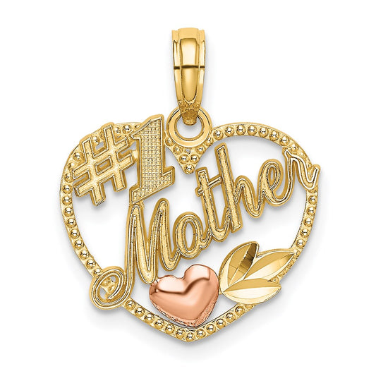 Million Charms 14K Two-Tone Heart With #1 Mother Charm