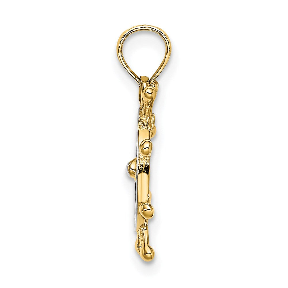 Million Charms 14K Yellow Gold Themed With Rhodium-Plated & 2-D Ship Wheel Charm