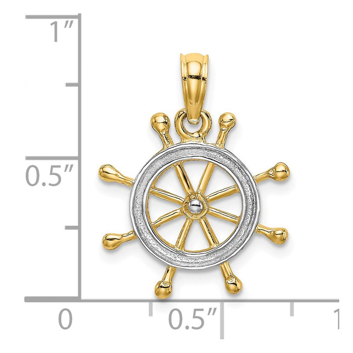 Million Charms 14K Yellow Gold Themed With Rhodium-Plated & 2-D Ship Wheel Charm