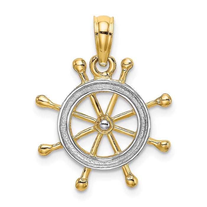 Million Charms 14K Yellow Gold Themed With Rhodium-Plated & 2-D Ship Wheel Charm