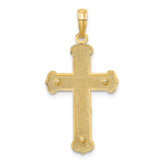 Million Charms 14K With Rhodium-Plated Engraved Relgious Crucifix Charm