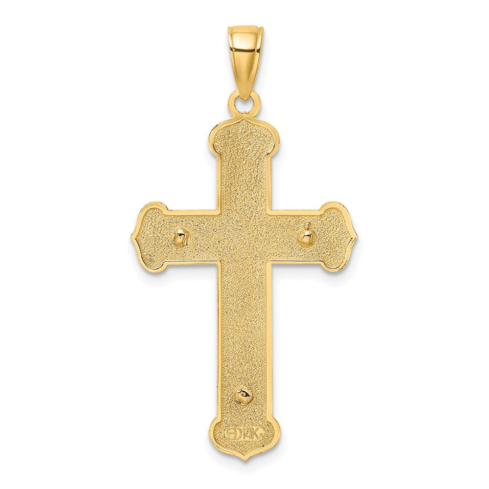 Million Charms 14K With Rhodium-Plated Engraved Relgious Crucifix Charm
