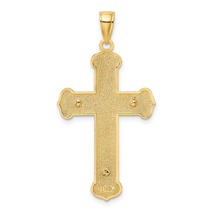 Million Charms 14K With Rhodium-Plated Engraved Relgious Crucifix Charm