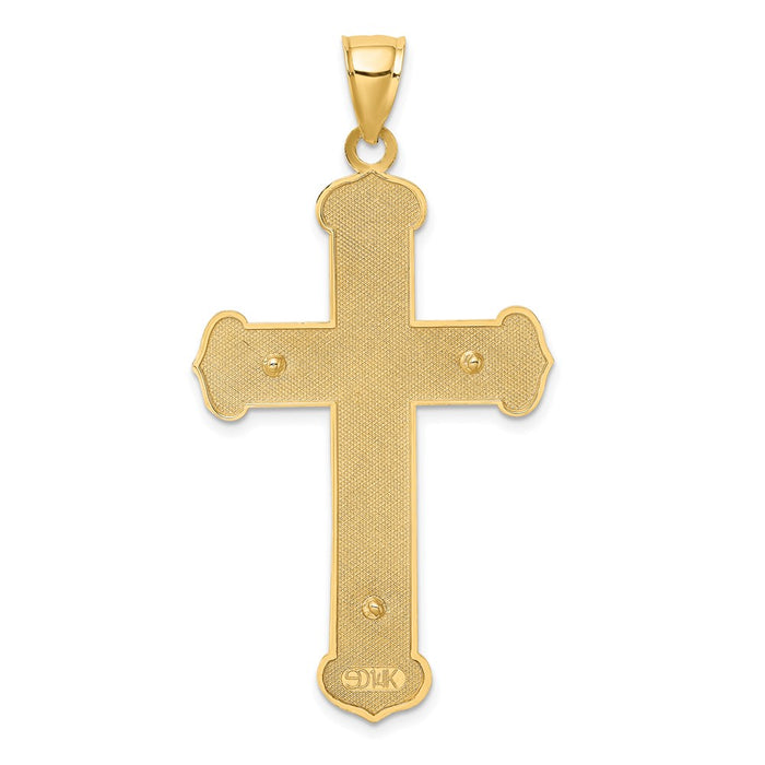 Million Charms 14K With Rhodium-Plated Engraved Relgious Crucifix Charm