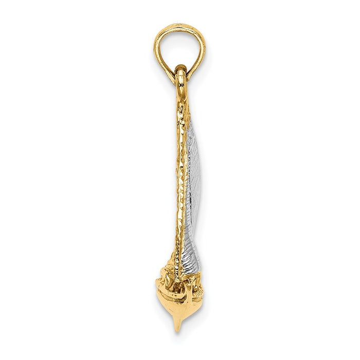 Million Charms 14K Yellow Gold Themed With Rhodium-Plated 3-D & Polished Nautical Sailboat Charm