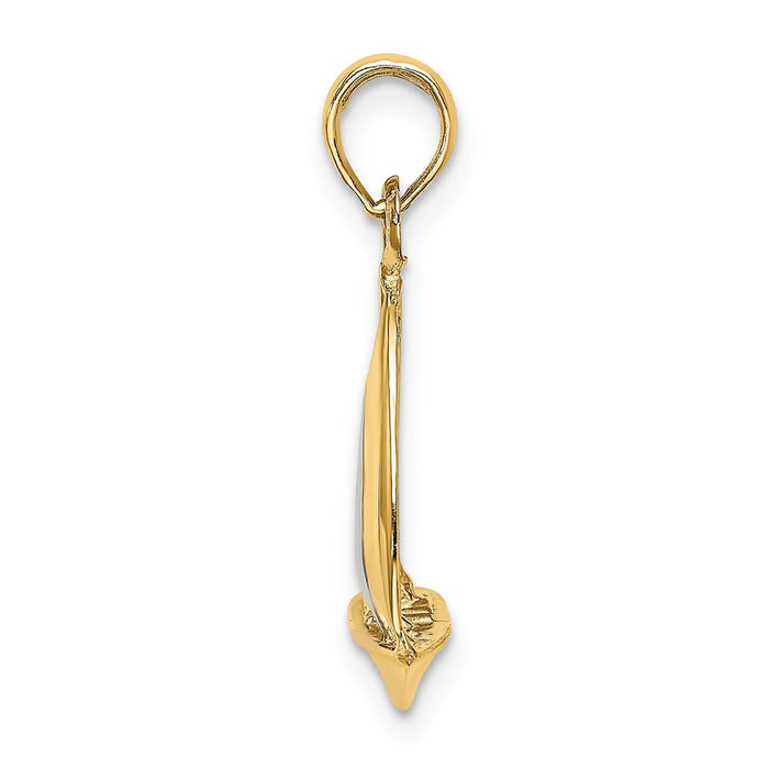 Million Charms 14K Yellow Gold Themed With Rhodium-Plated 3-D & Polished Nautical Sailboat Charm