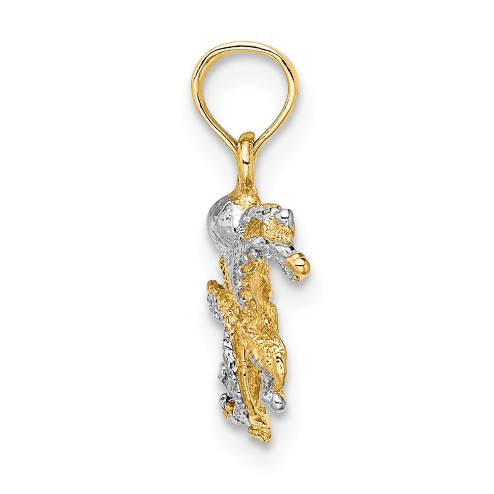 Million Charms 14K Yellow Gold Themed With Rhodium-Plated 2-D & Textured Octopus Charm