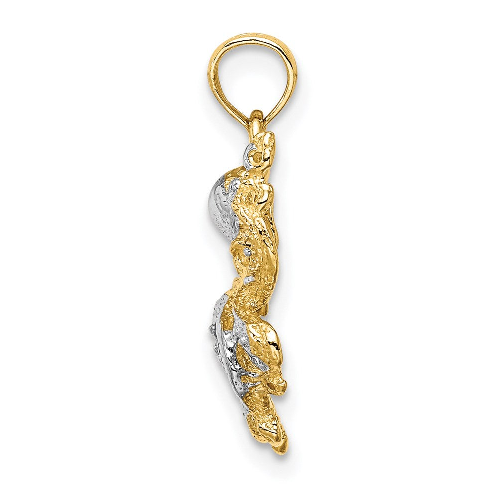 Million Charms 14K Yellow Gold Themed With Rhodium-Plated 2-D & Textured Octopus Charm