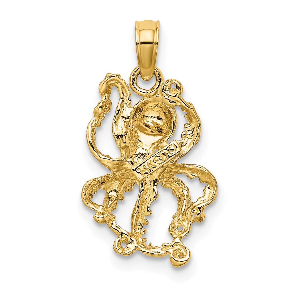 Million Charms 14K Yellow Gold Themed With Rhodium-Plated 2-D & Textured Octopus Charm