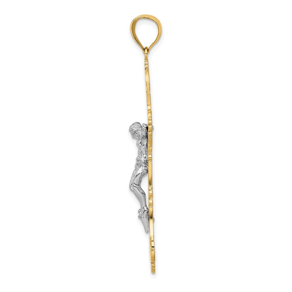 Million Charms 14K With Rhodium-Plated Relgious Crucifix Charm