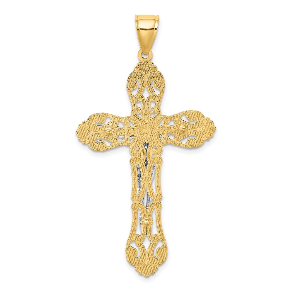 Million Charms 14K With Rhodium-Plated Relgious Crucifix Charm