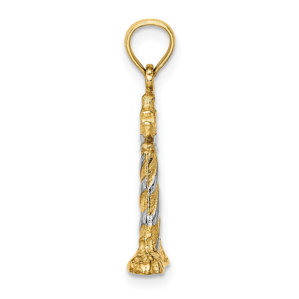 Million Charms 14K Yellow Gold Themed With Rhodium-Plated & 3-D Cape Hatteras Lighthouse Charm