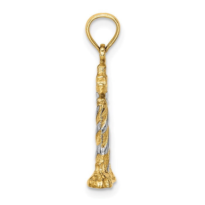 Million Charms 14K Yellow Gold Themed With Rhodium-Plated & 3-D Cape Hatteras Lighthouse Charm