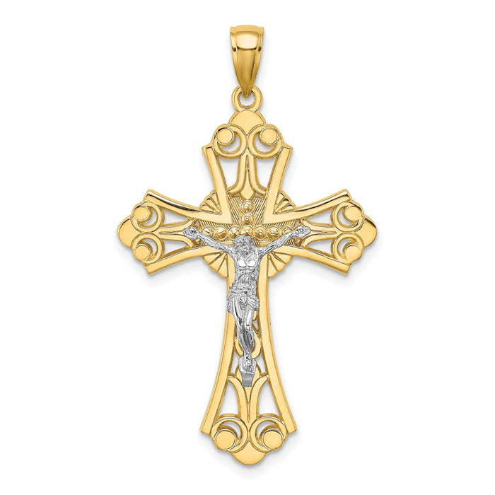 Million Charms 14K Two-Tone Cut-Out Relgious Crucifix Charm