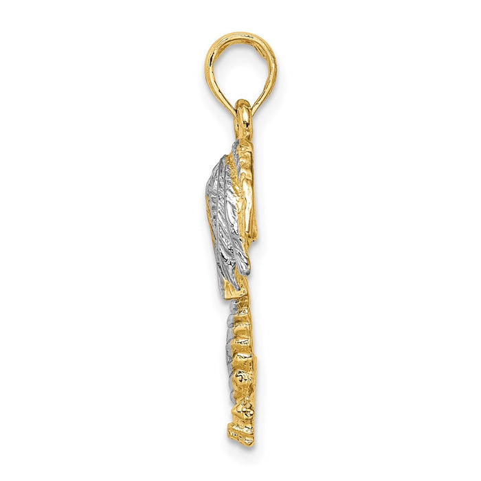 Million Charms 14K Yellow Gold Themed With Rhodium-Plated 2-D & Textured Palm Tree Charm